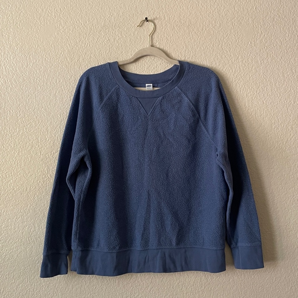 Old Navy Fleece Crewneck Sweathshirt Washed Look Nubby Inside Out Crew Top